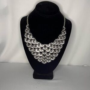 Silver Floral Statement Necklace - Women Jewelry
